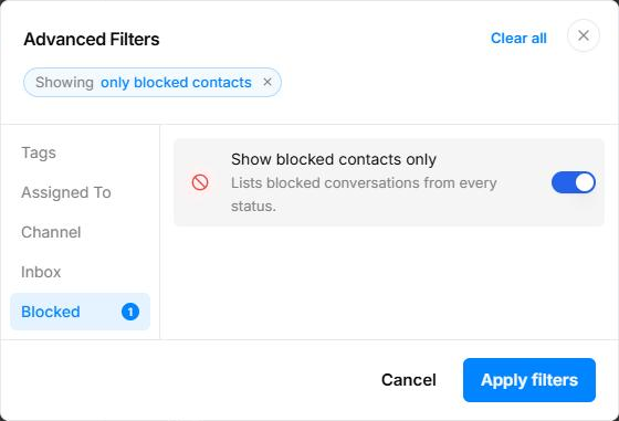 The Blocked section of Advanced Filters