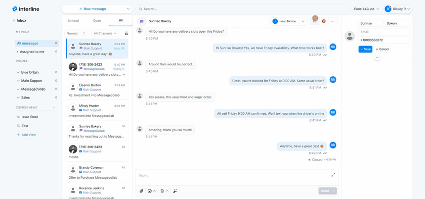 Editing a contact's name from the contact panel and saving